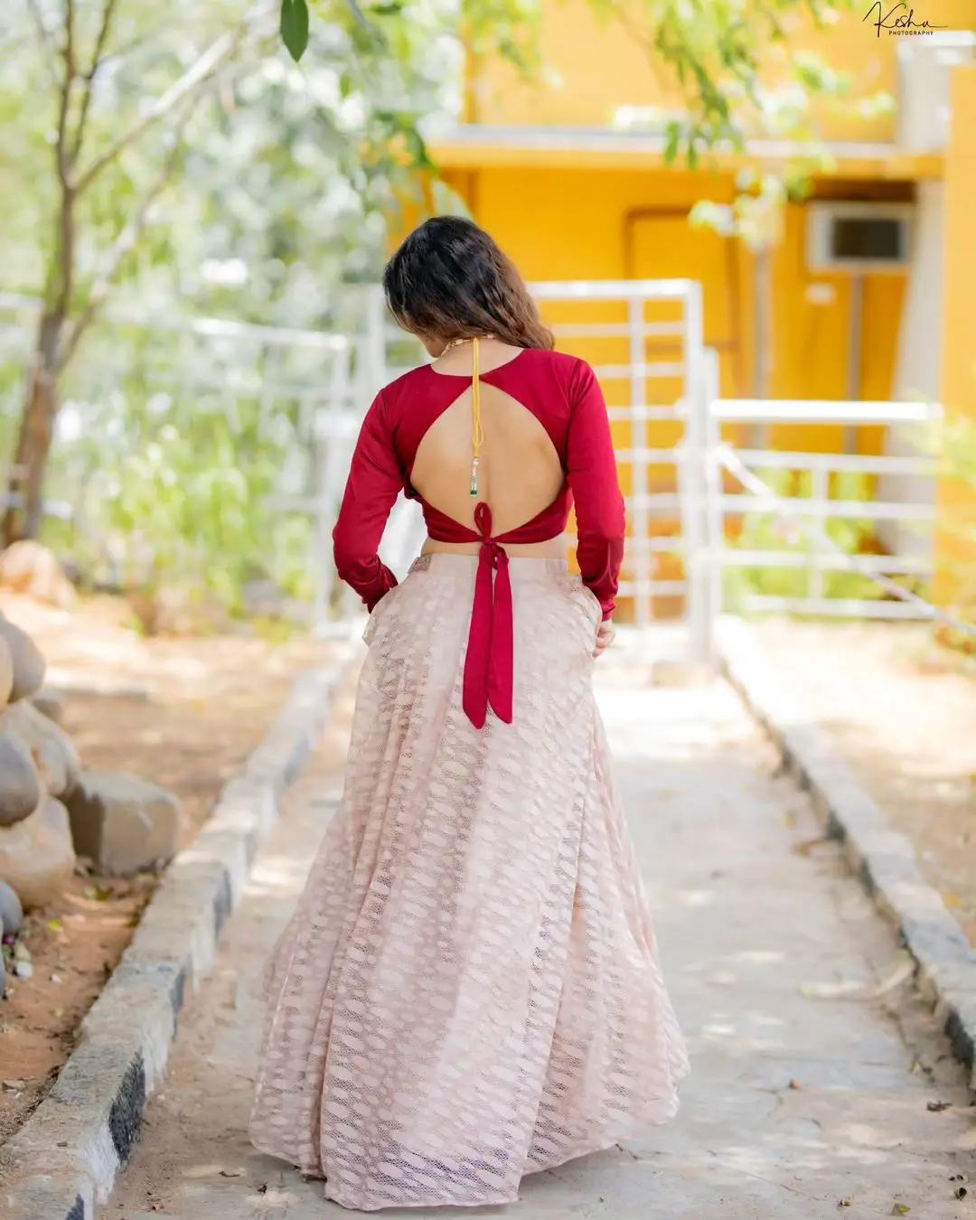 ETV Actress Bhanu Sri in Beautiful Maroon Lehenga Choli